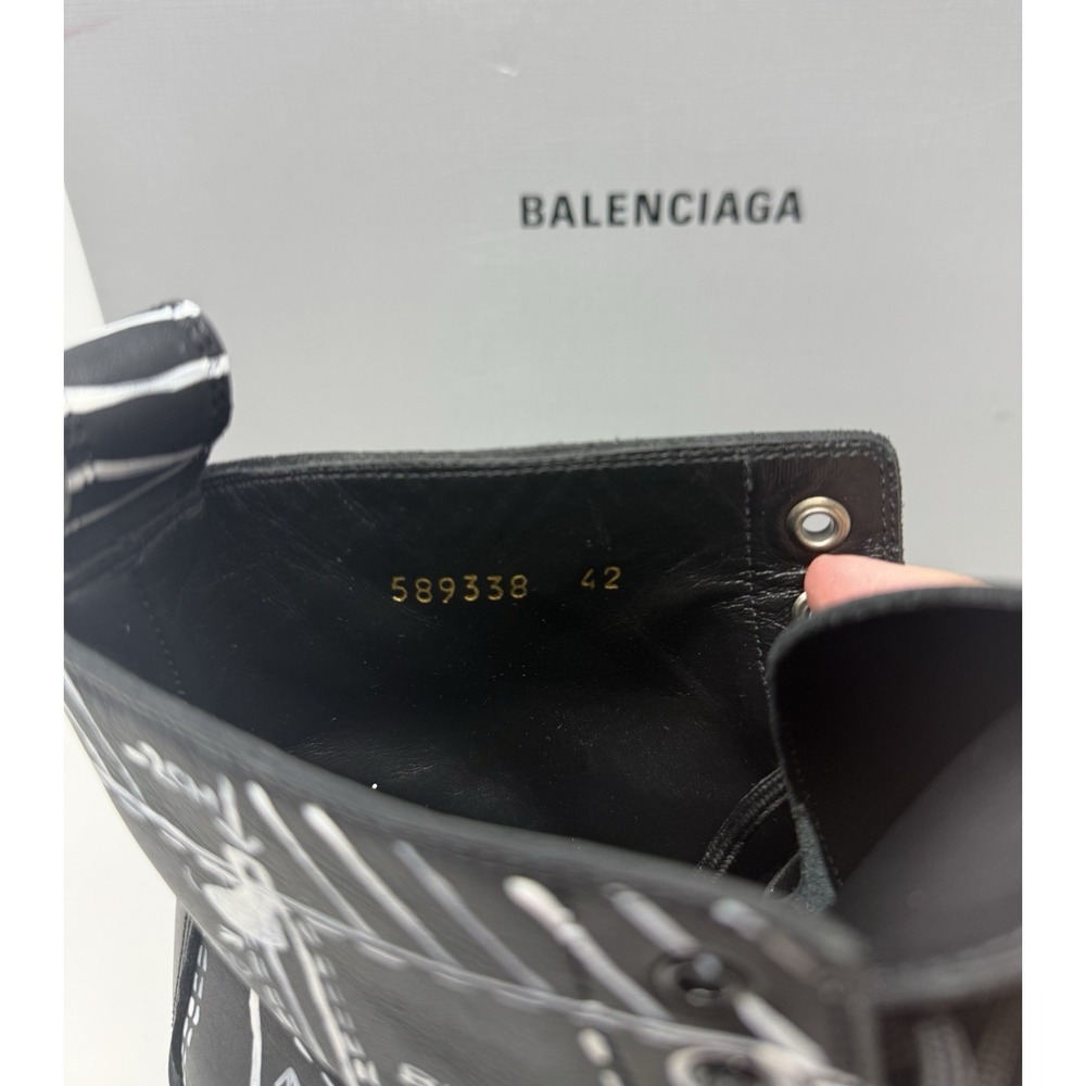 Balenciaga Strike Lace Up Graffiti Boots Size 9 US 42 EU - Picture 7 of 9